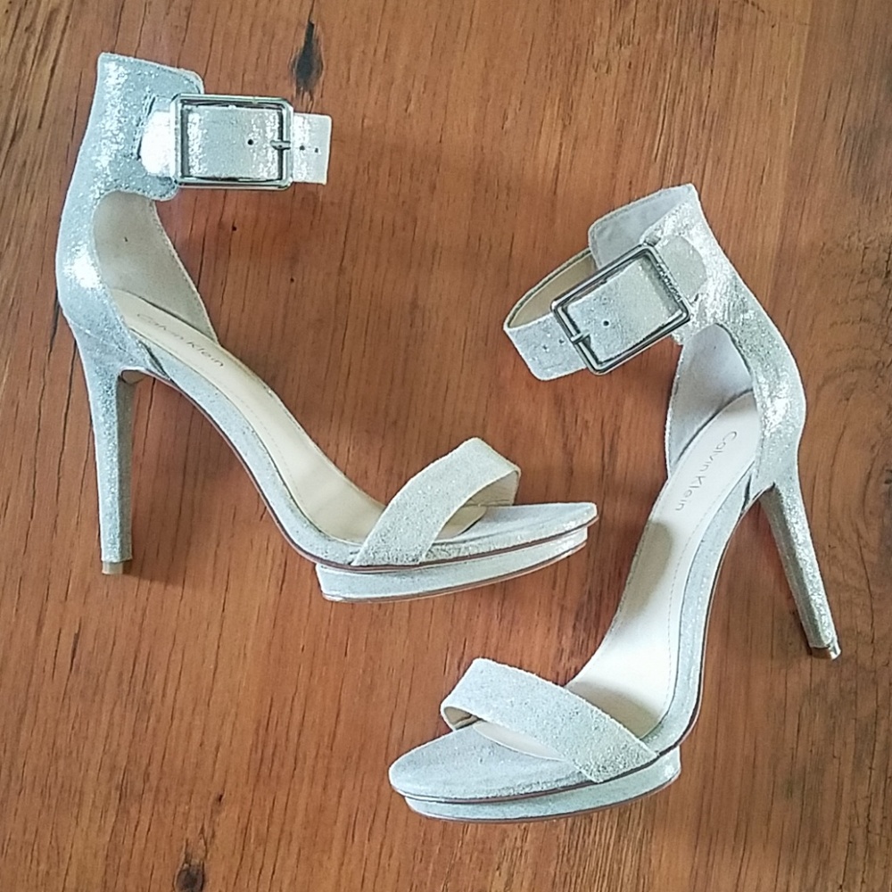 Calvin Klein Vivian silver platform sandals